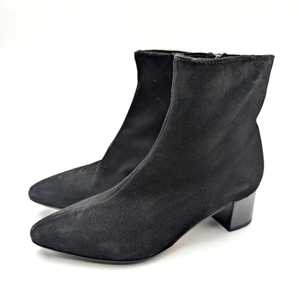 La Canadienne Block Heel Ankle Boots Side Zip Women's Black Size US5.5M EU36